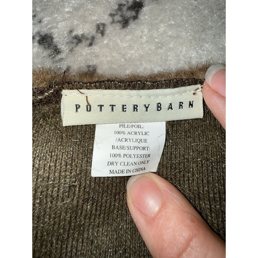 POTTERY BARN Faux Fur Throw Pillow Cover Brown Square Luxe 18”x 18” Set Of 2 - Picture 5 of 5